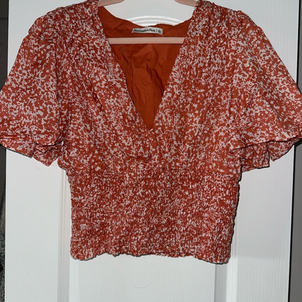 Abercrombie & Fitch Fluttered Sleeve and Smocked Blouse